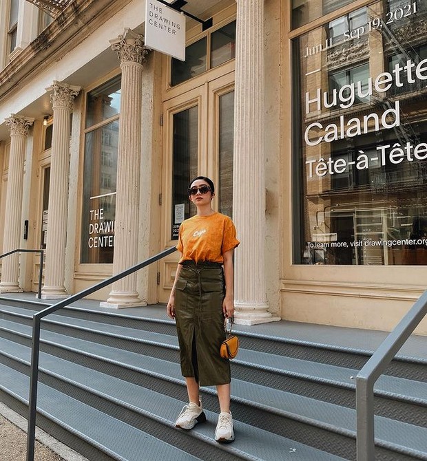 Outfit dengan warna split komplementer/Foto: Instagram/Febbyrastanty