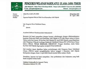 Hilal Tak Terlihat dari 29 Lokasi Pemantauan di Jatim