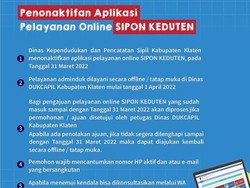 Mohon Bersabar, Aplikasi Online Dukcapil Klaten Sipon Keduten Off Dulu