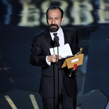 Asghar Farhadi HOLLYWOOD, CA - FEBRUARY 26: Filmmaker Asghar Farhadi, winner of the Best Foreign Film Award for 'A Separation,' speaks onstage during the 84th Annual Academy Awards held at the Hollywood & Highland Center on February 26, 2012 in Hollywood, California. Kevin Winter/Getty Images/AFP (Photo by KEVIN WINTER / GETTY IMAGES NORTH AMERICA / Getty Images via AFP)
