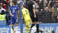 Eriksen merayakan golnya ke gawang Mendy, yang menjadi gol pertamanya di Premier League musim ini. Lebih manisnya, Brentford menang 4-1 atas The Blues. (Foto: Ian Walton/AP)