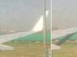 Duh! Pesawat di India Tabrak Tiang Lampu Bandara Sampai Mau Roboh