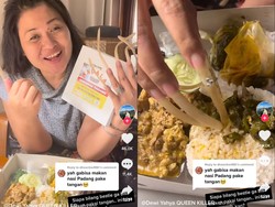 Bukan Pakai Tangan, Wanita Ini Makan Nasi Padang pakai Kuku Super Panjang