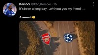 Pelan-pelan Arsenal mulai berpisah dengan Liga Champions. (Foto: Twitter @Cfc_Kemboi)