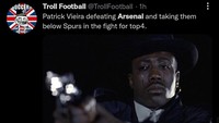 Vieira pun mungkin menangis saat harus mengalahkan Arsenal. (Foto: Twitter @TrollFootball)