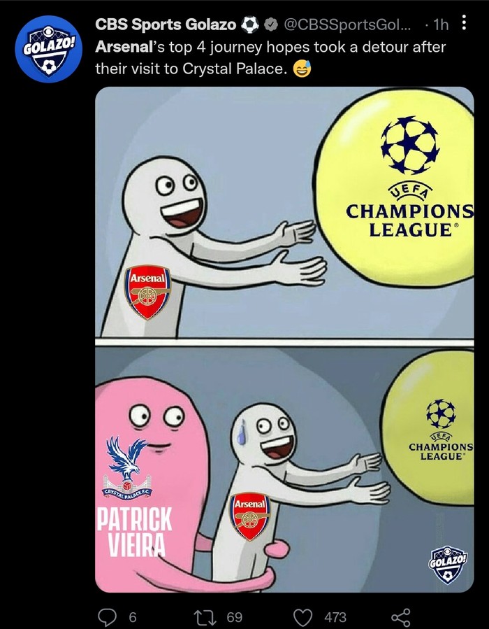 Meme-meme Arsenal Disikat Palace, Kocak Banget!