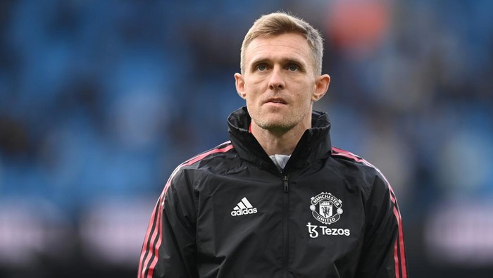MANCHESTER, ENGLAND - MARCH 06: Manchester United technical director Darren Fletcher looks on during the Premier League match between Manchester City and Manchester United at Etihad Stadium on March 06, 2022 in Manchester, England. (Photo by Michael Regan/Getty Images)