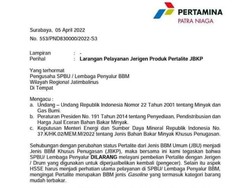Pertamina Larang SPBU Layani Pembeli Pertalite dengan Jeriken