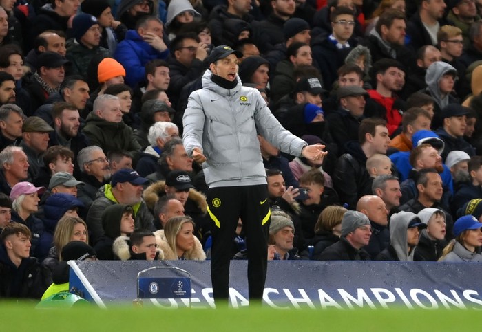LONDON, ENGLAND - APRIL 06: Thomas Tuchel, Manager of Chelsea reacts during the UEFA Champions League Quarter Final Leg One match between Chelsea FC and Real Madrid at Stamford Bridge on April 06, 2022 in London, England. (Photo by Mike Hewitt/Getty Images)