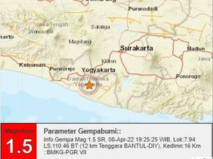 Lagi, Gempa Darat Terjadi di Bantul Kali Ini Berkekuatan M 1,5