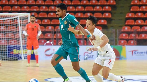 Timnas Futsal Indonesia saat menghadapi Myanmar pada semifinal Piala AFF Futsal 2022 di Bangkok, Jumat 8 April 2022.
