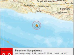 Gempa M 2,9 Terjadi di Perairan Cilacap