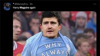 Apakah Maguire sempat berpikir, Kenapa selalu aku yang salah? usai MU dikalahkan Everton? (Foto: Twitter @MendyEra)