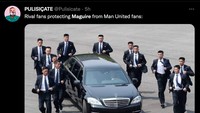 Tapi, fans lawan justru senang kok dengan Maguire. Sebab, bek termahal di dunia itu malah terkadang membantu tim lawan mendapat gol lewat cara bertahannya yang kadang menggelitik. ( Foto: Twitter @Pullisicate)