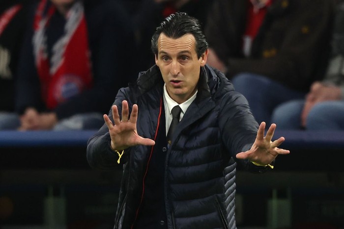 MUNICH, GERMANY - APRIL 12: Unai Emery, head coach of Villareal reacts during the UEFA Champions League Quarter Final Leg Two match between Bayern München and Villarreal CF at Football Arena Munich on April 12, 2022 in Munich, Germany. (Photo by Alexander Hassenstein/Getty Images)