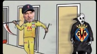 Meme ini justru yakin Villarreal justru akan gentar dengan skuad besutan Juergen Klopp. Foto: dok. Twitter