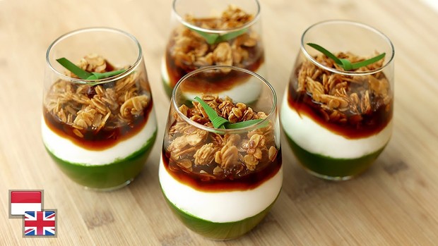 Bubur Sumsum, Jelly Pandan dan Granola