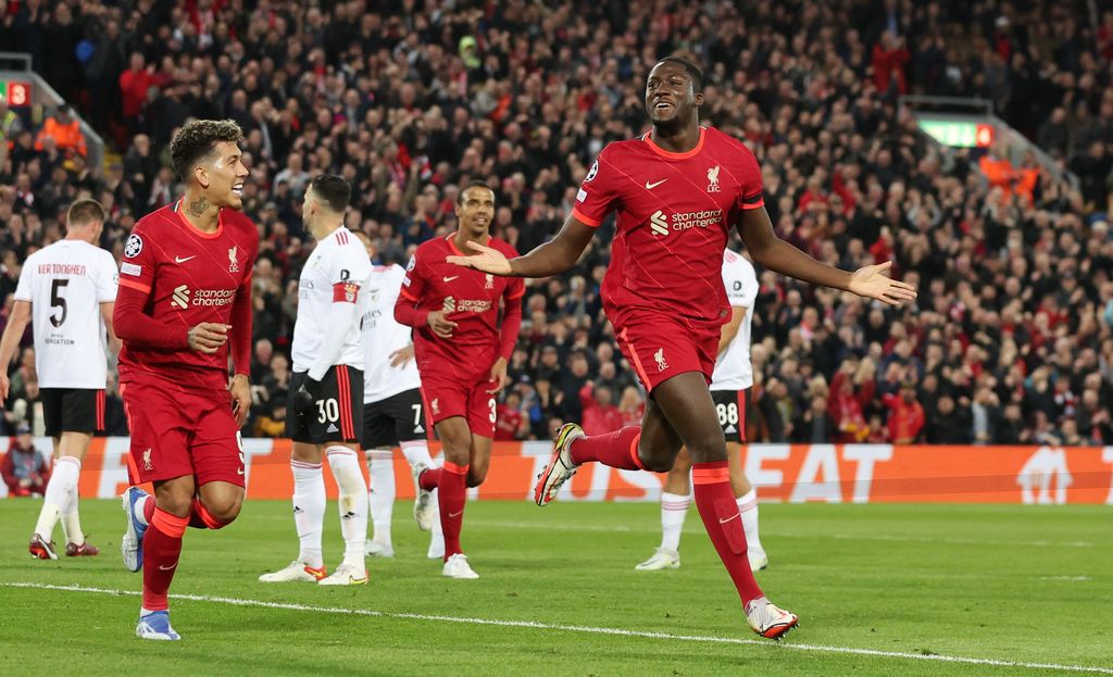 Soccer Football - Champions League - Quarter Final - Second Leg - Liverpool v Benfica - Anfield, Liverpool, Britain - April 13, 2022 Liverpool's Ibrahima Konate scores their first goal REUTERS/Phil Noble