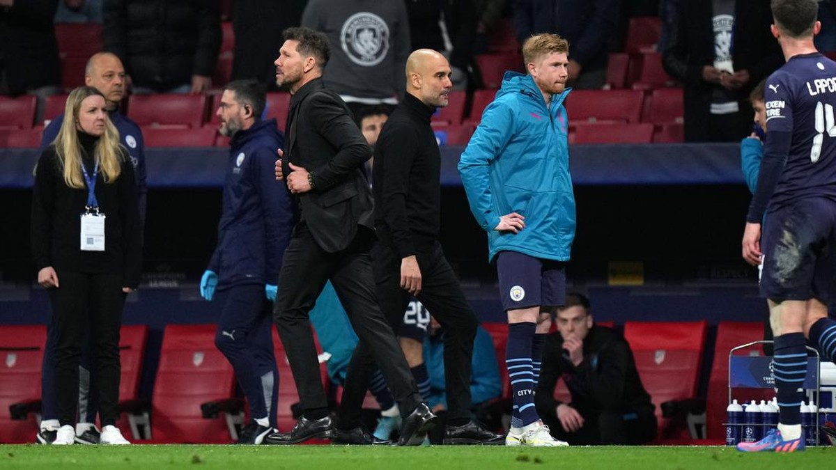 Pelatih Diego Simeone kesal dengan Manajer Manchester City Pep Guardiola usai Atletico Madrid tersingkir. (Foto: Getty Images/Angel Martinez)