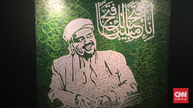 Seni kaligrafi dengan rupa sejumlah tokoh Indonesia dipajang dalam acara pameran seni kaligrafi kontemporer internasional di Jakarta Islamic Centre (JIC), Jumat (15/4)