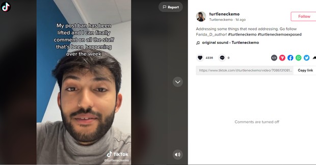 Konten Kreator Berpura-pura Pro-feminis dan Lakukan Plagiarisme/Foto: Tik Tok/ @Turtleneckemo