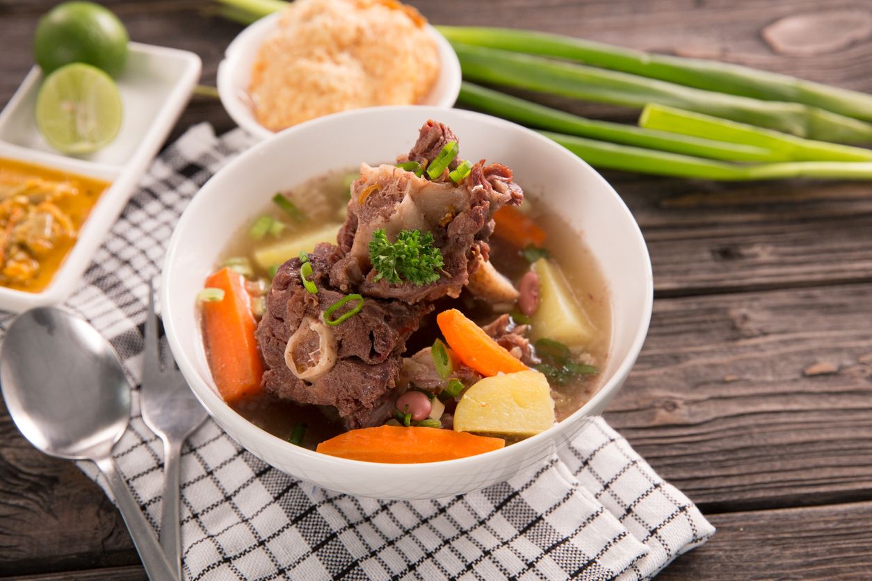 sop buntut or oxtail soup. indonesian traditional culinary