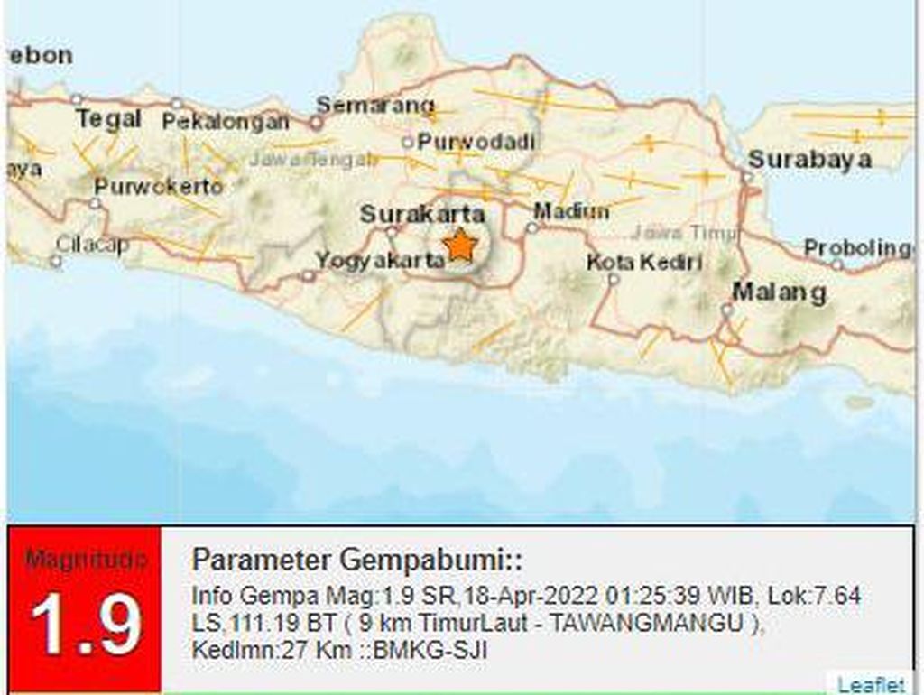 Gempa Darat M 1,9 Goyang Tawangmangu