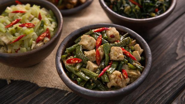 traditional Indonesian food. asian culinary vegetable long beans