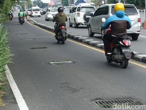 Awas! Jeglongan di Jalur Lambat Monjali-Condongcatur Ring Road Sleman