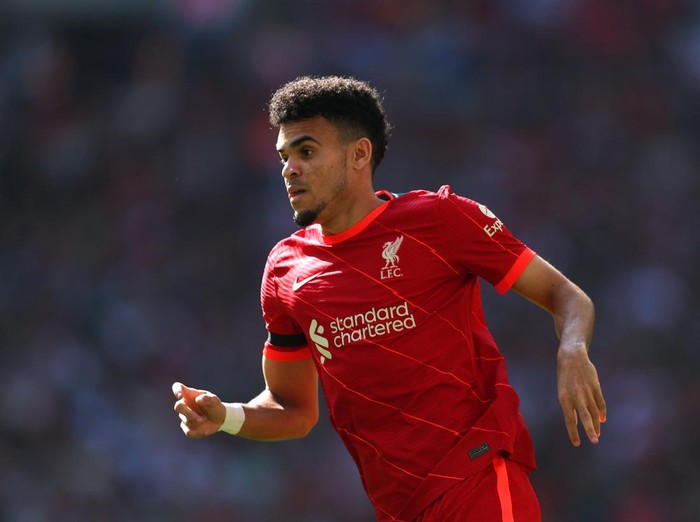 LONDON, ENGLAND - APRIL 16: Luis Diaz of Liverpool during The Emirates FA Cup Semi-Final match between Manchester City and Liverpool at Wembley Stadium on April 16, 2022 in London, England. (Photo by Catherine Ivill/Getty Images)