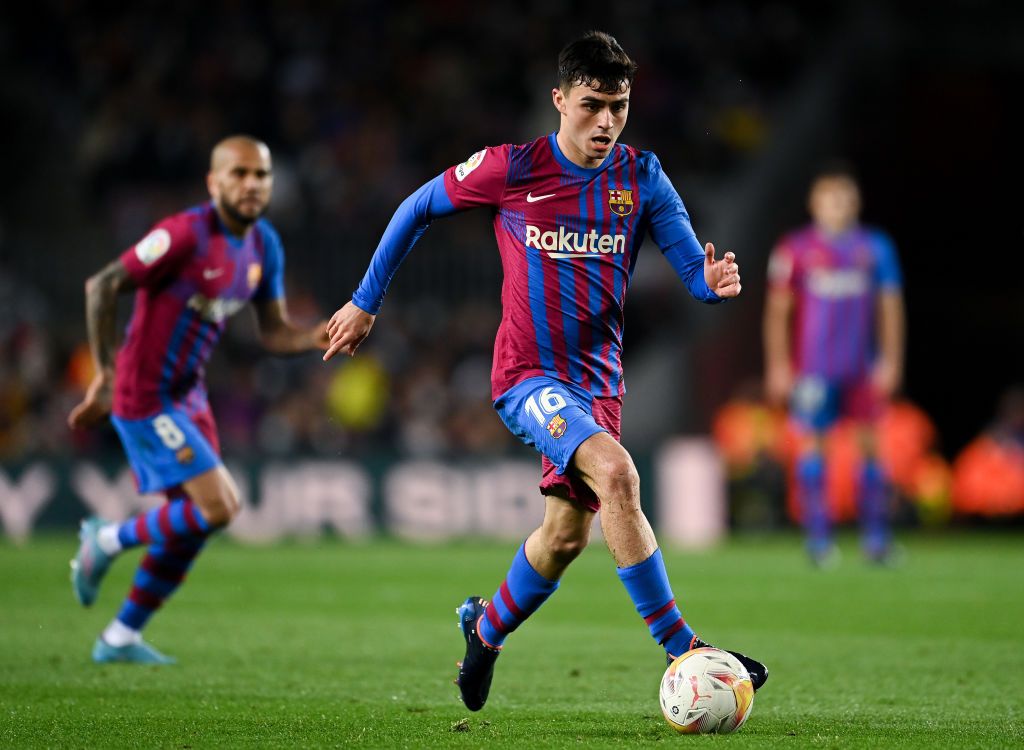 BARCELONA, SPAIN - APRIL 03: Pedri of FC Barcelona looks on during the LaLiga Santander match between FC Barcelona and Sevilla FC at Camp Nou on April 03, 2022 in Barcelona, Spain. (Photo by David Ramos/Getty Images)