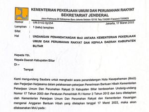 Pemkab Blitar Sebut Diundang PUPR Sesuai Prosedur Kedinasan, Ini Suratnya