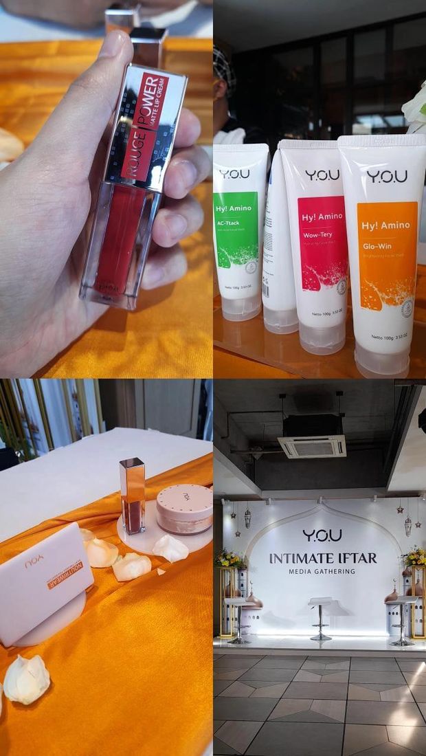 Beberapa produk unggulan dari Y.O.U Beauty yang ditampilkan dalam Intimate Iftar Media Gathering pada Rabu, (20/4).