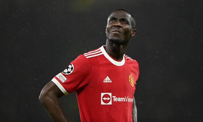 MANCHESTER, ENGLAND - DECEMBER 08: Eric Bailly of Manchester United during the UEFA Champions League group F match between Manchester United and BSC Young Boys at Old Trafford on December 08, 2021 in Manchester, England. (Photo by Gareth Copley/Getty Images)