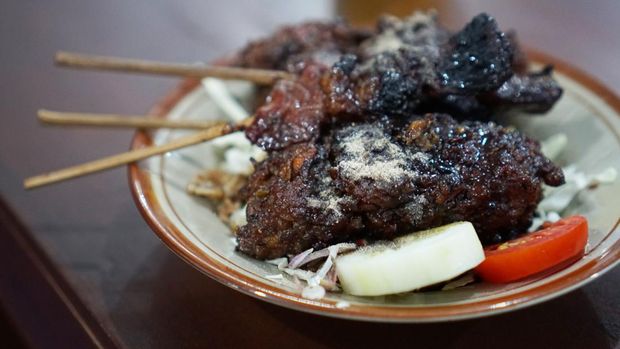 Sate Buntel, minced lamb satay is one of traditional dish from Solo, Central Java - Indonesia.