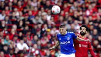 Pada pertandingan yang dihelat di Anfield, Minggu (24/4/2022) malam WIB, Liverpool kesulitan untuk menjebol gawang Everton. AP/Jon Super