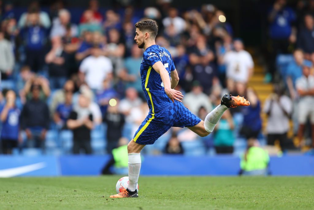 LONDON, ENGLAND - APRIL 24: Jorginho of Chelsea has their penalty saved by Lukasz Fabianski of West Ham United (not pictured) during the Premier League match between Chelsea and West Ham United at Stamford Bridge on April 24, 2022 in London, England. (Photo by Clive Rose/Getty Images)