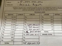 Penampakan Tanda Terima Uang Baru Rp 5 M yang Rp 3,7 M Disita Polisi