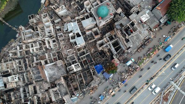 Penampakan Pasar Gembrong dari Udara Pascakebakaran