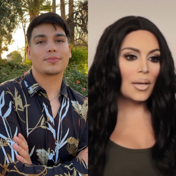 Tampilan Aurelio Sanchez mirip Kim Kardashian/Foto: Instagram dan TikTok/aurelioxsanchez