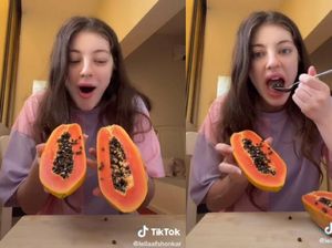 Pertama Kali Cicip Pepaya, Bule Ini Makan Sama Bijinya!