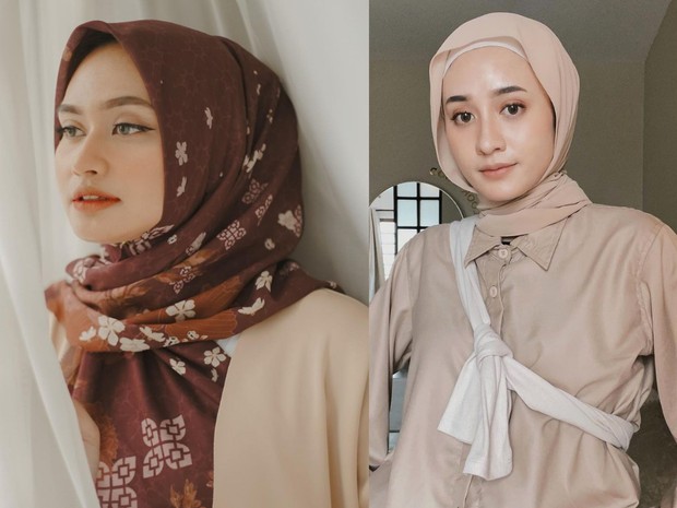Tips hijab untuk wajah persegi/ Foto: Instagram.com/shellaalaztha/ Instagram.com/helminursifah/ Tips hijab untuk wajah persegi/ Foto: Instagram.com/shellaalaztha/ Instagram.com/helminursifah/