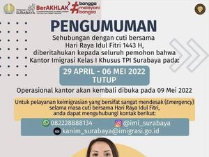 Kantor Imigrasi Surabaya Tutup 29 April-6 Mei Kantor Imigrasi Surabaya Tutup 29 April-6 Mei