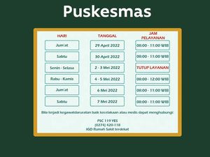 Info Jadwal Pelayanan Puskesmas Jogja Selama Libur Lebaran
