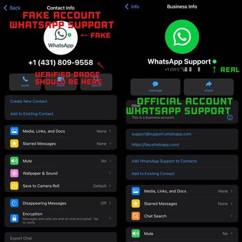 Contoh akun penipu yang pura-pura jadi WhatsApp