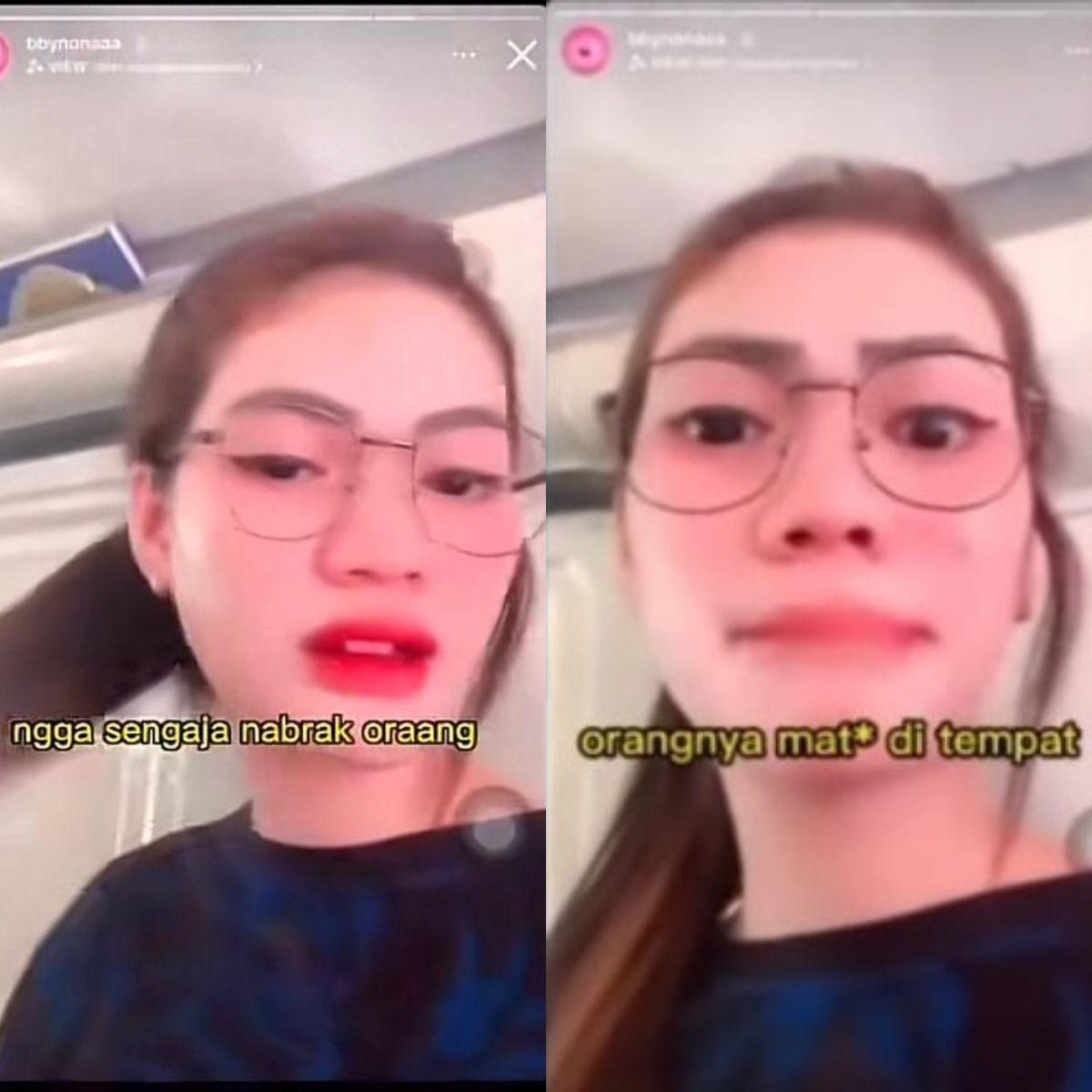 wanita yang buat konten usai tabrak orang.