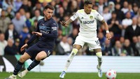 Man City bertandang ke Elland Road, Sabtu (30/4/2022) malam WIB, dalam lanjutan Liga Inggris. Mereka datang dengan tekanan untuk menang setelah Liverpool merebut posisi puncak klasemen. Reuters/Carl Recine