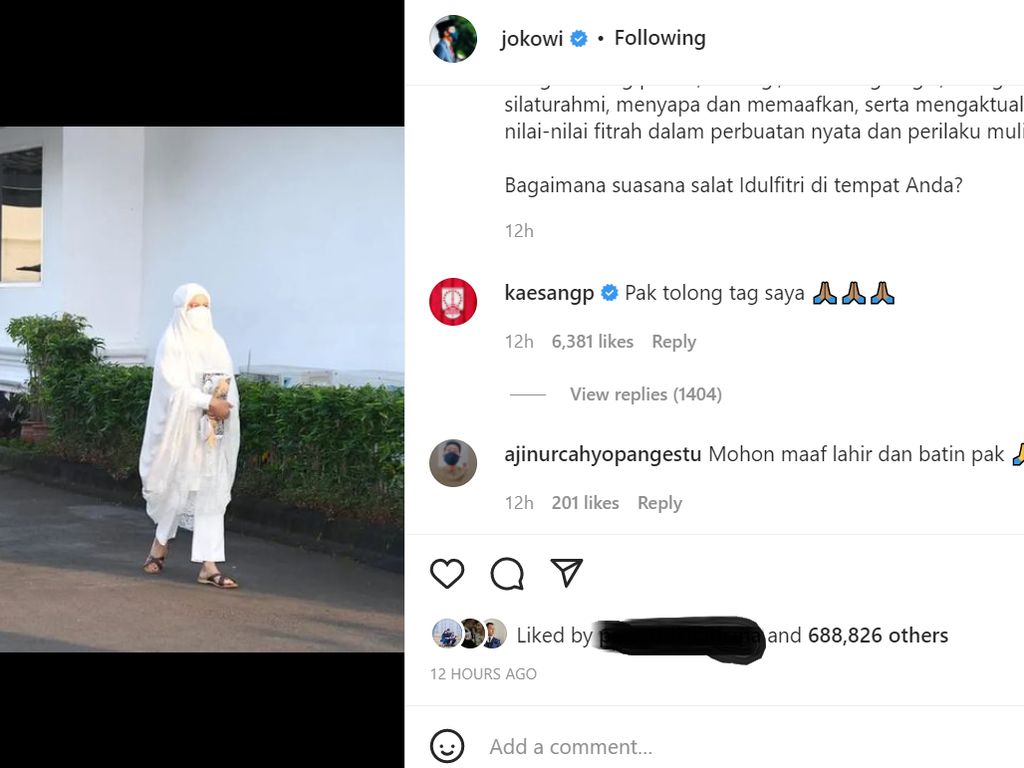 Jokowi Posting Momen Salat Id, Kaesang Diledek Gegara Minta Di-tag