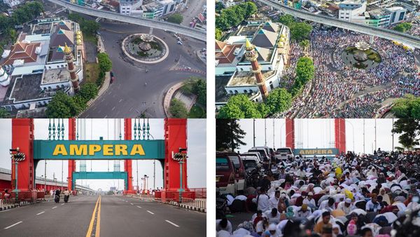 Potret Warga Palembang Kembali Salat Berjamaah Usai Dua Tahun Pandemi