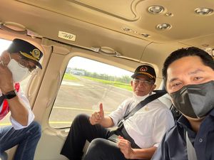 Menko PMK-Menhub-Menteri BUMN Naik Heli Cek Arus Balik di Lampung